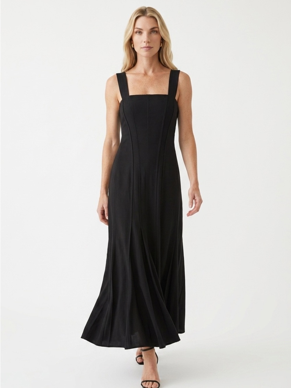 Jil Sander Black Square-Neck Maxi Dress